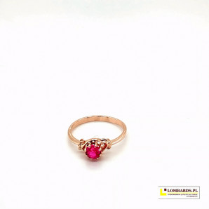 Złoty pierścionek rózowe oczko