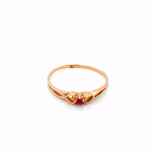 Złoty pierścionek z różowym...